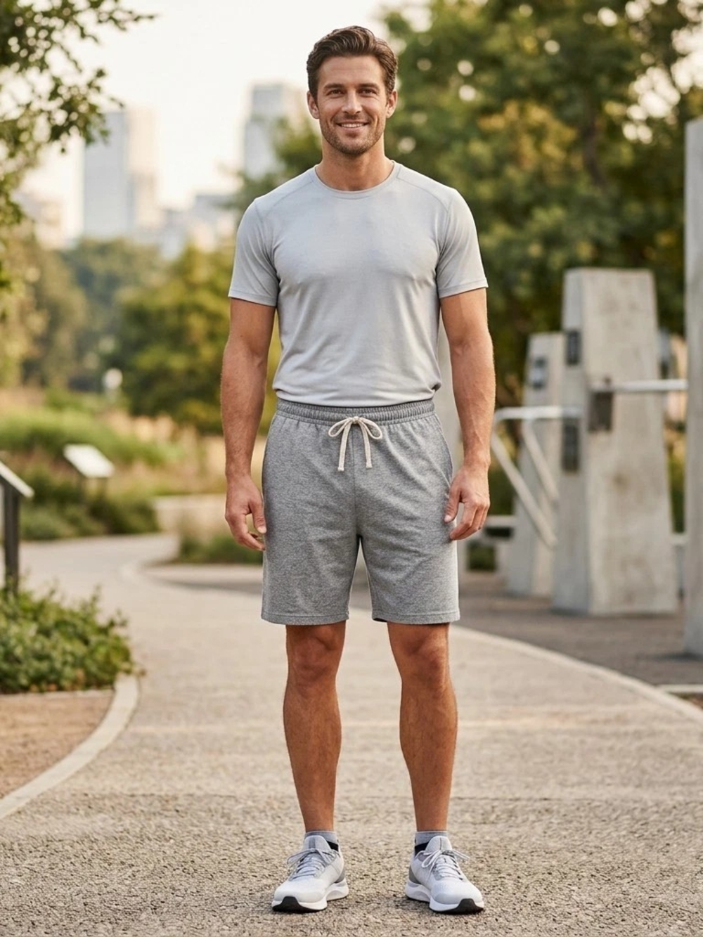 Men's Gray Athletic Drawstring Shorts